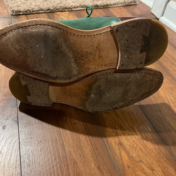 Undandy Leather Wingtip Oxford Dress Shoes Size 44 Brown Green w Matching Laces - Picture 13 of 13